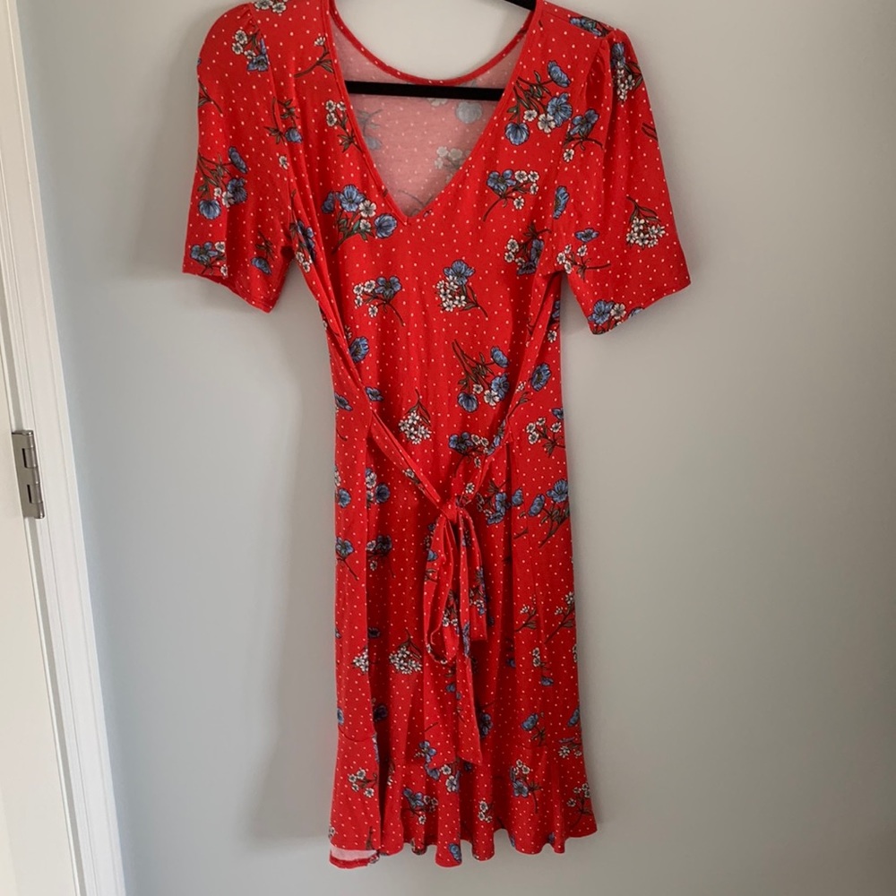 Asos red floral tea dress, size 4